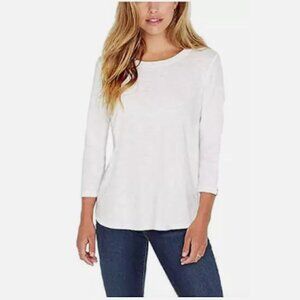 Kirkland Women's Slub Jersey 3/4 Sleeve T-Shirt White Sz S